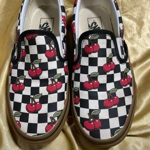 PRICE FIRM Vans Cherries & Checkerboard Womens 6.5